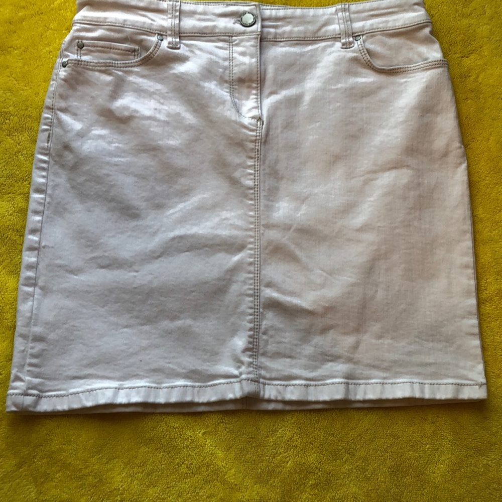 Ann Taylor White Denim Five Pocket Mini Skirt